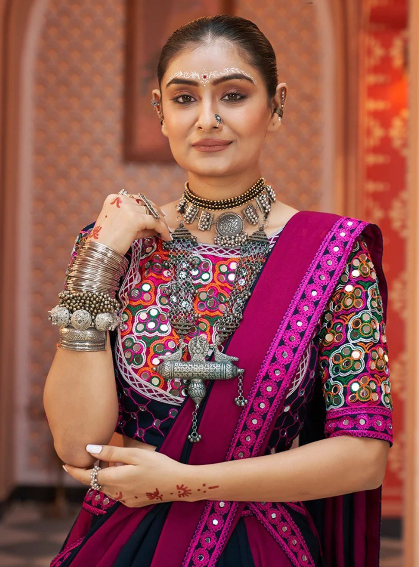BLACK MAGENTA 3 PIECE LEHENGA CHOLI SET