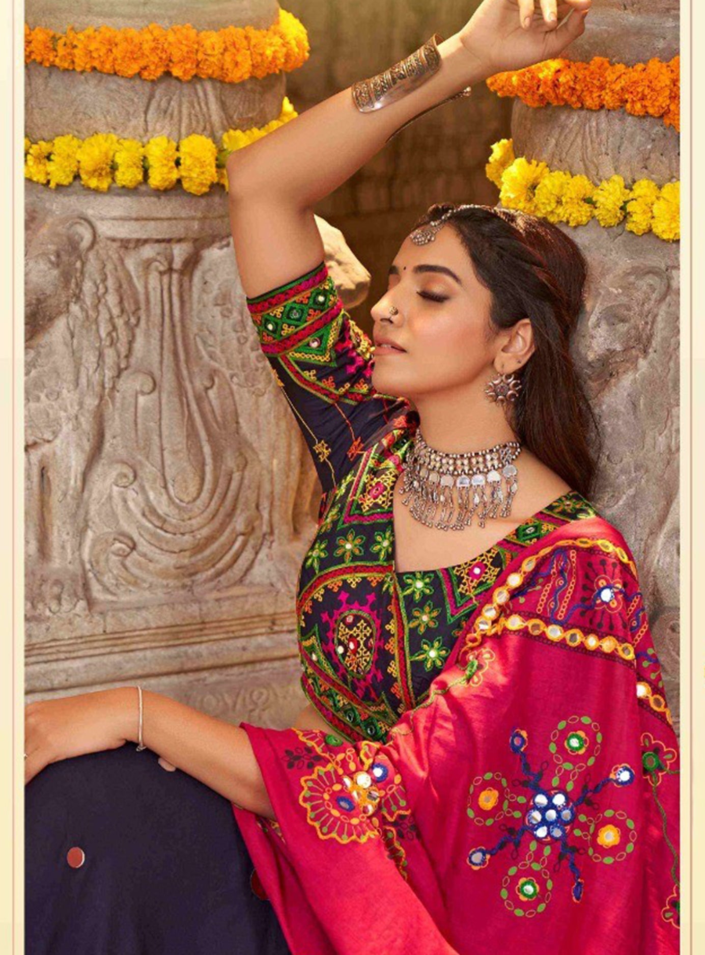 NAVY PINK 3 PIECE LEHENGA SET