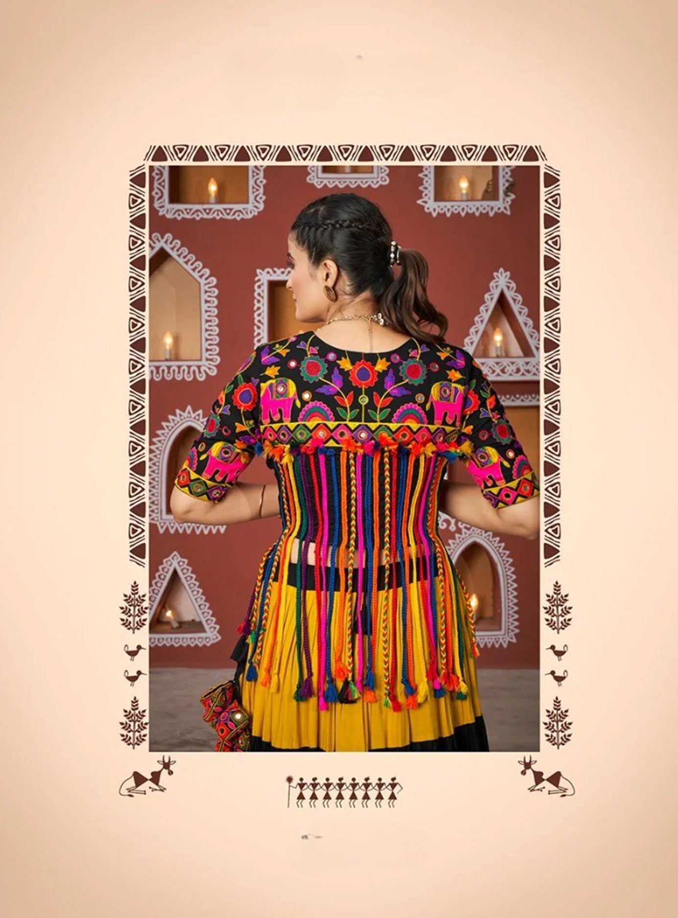 Black Yellow 3 piece lehenga with jacket
