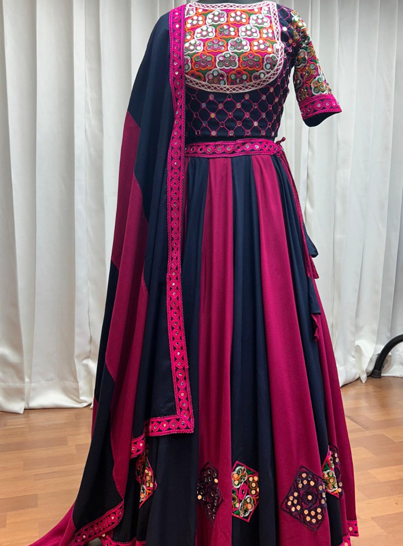 BLACK MAGENTA 3 PIECE LEHENGA CHOLI SET