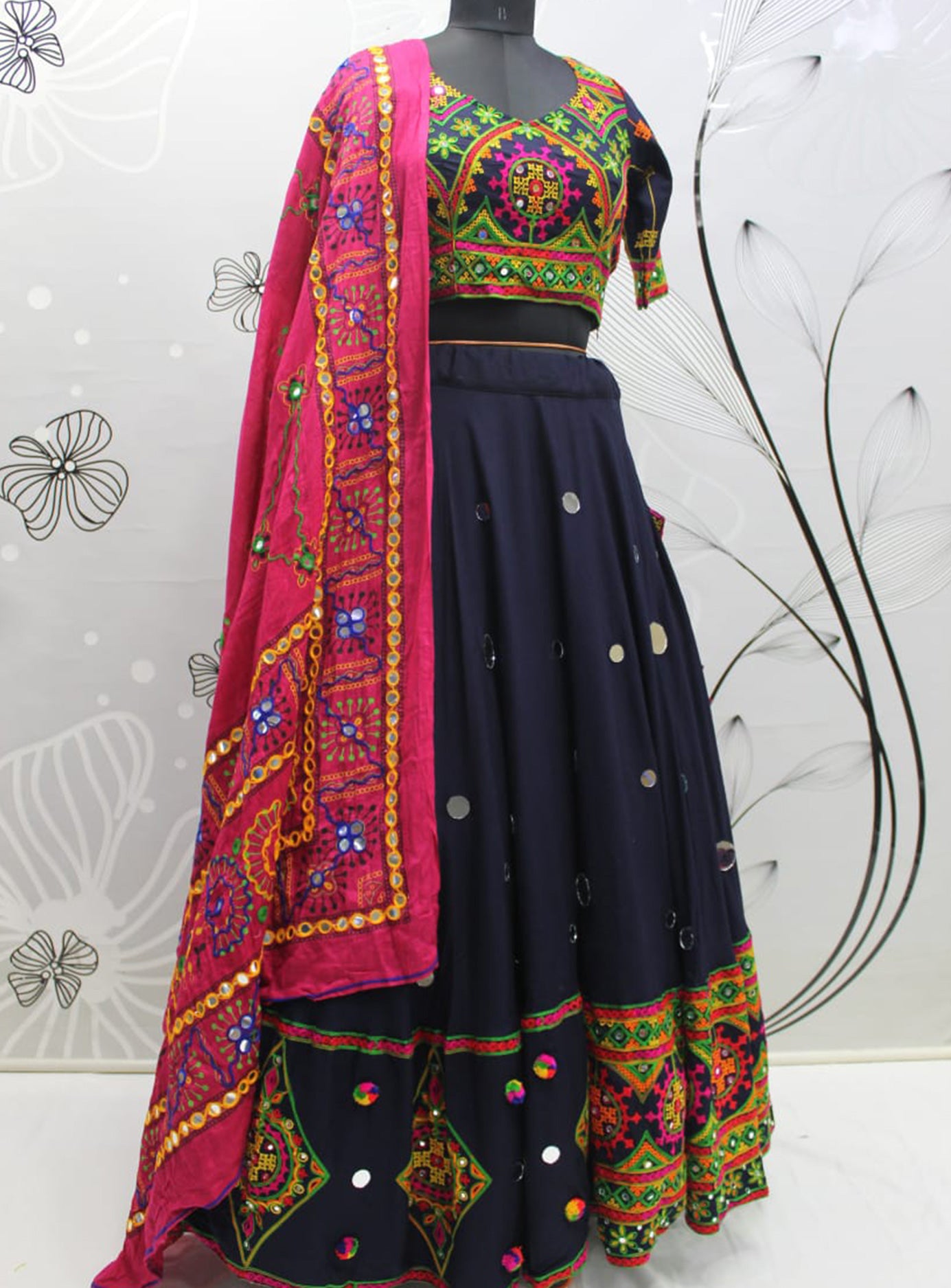 NAVY PINK 3 PIECE LEHENGA SET