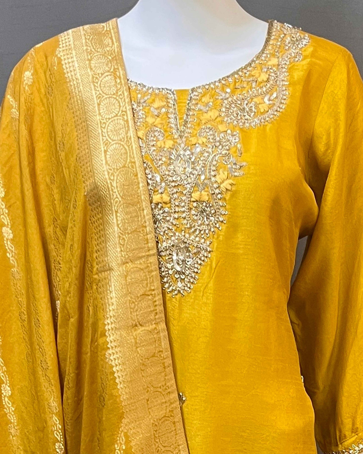 Dola Silk readymade suit with Banarasi dupatta