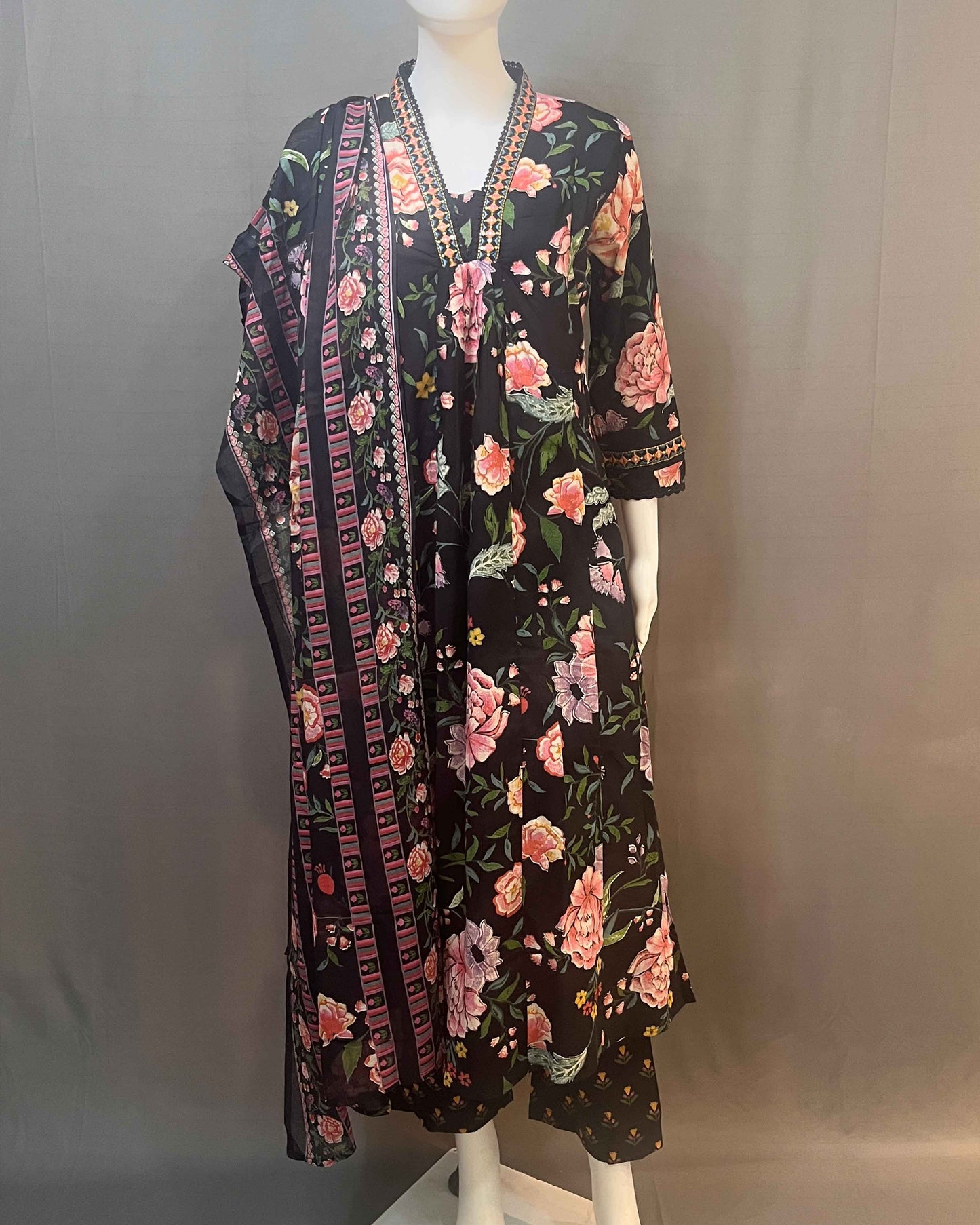 Floral 3 piece Anarkali suit