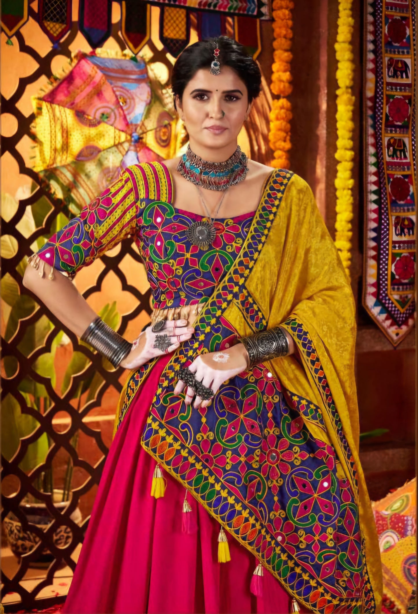 MULTI COLORED 3 PIECE LEHENGA SET