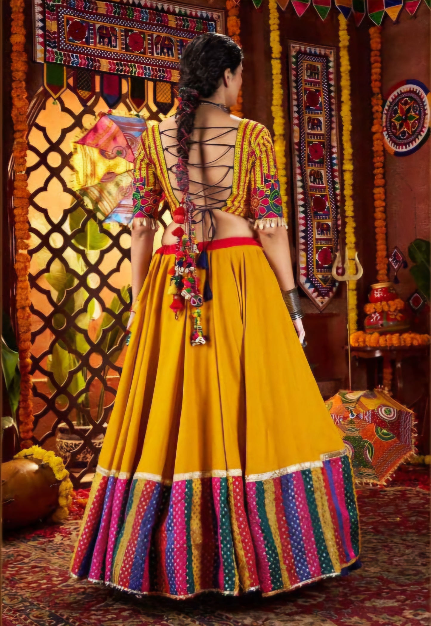 MULTI COLORED 3 PIECE LEHENGA SET