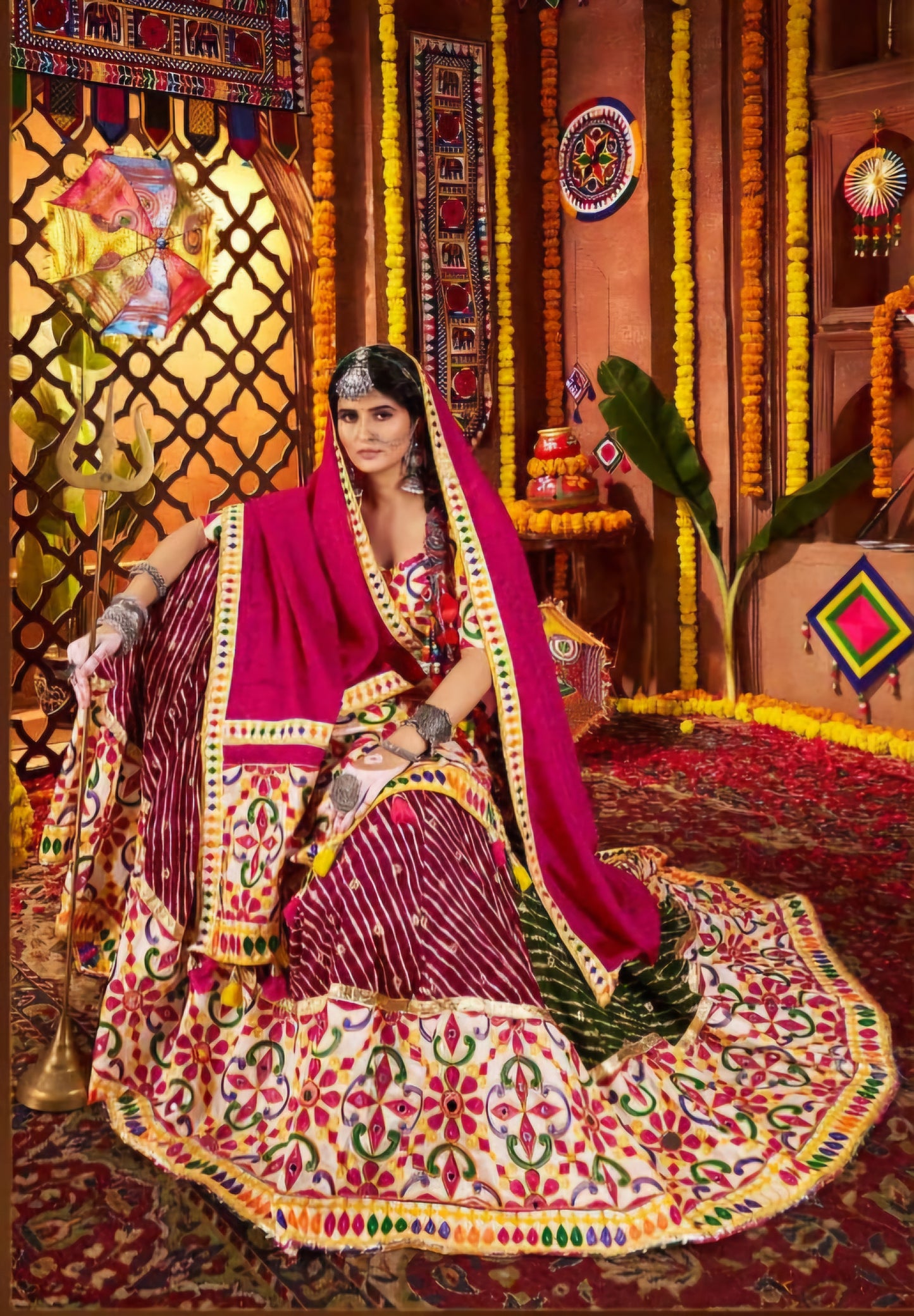 LEHERIYA 3 PIECE NAVRATRI LEHENGA CHOLI SET