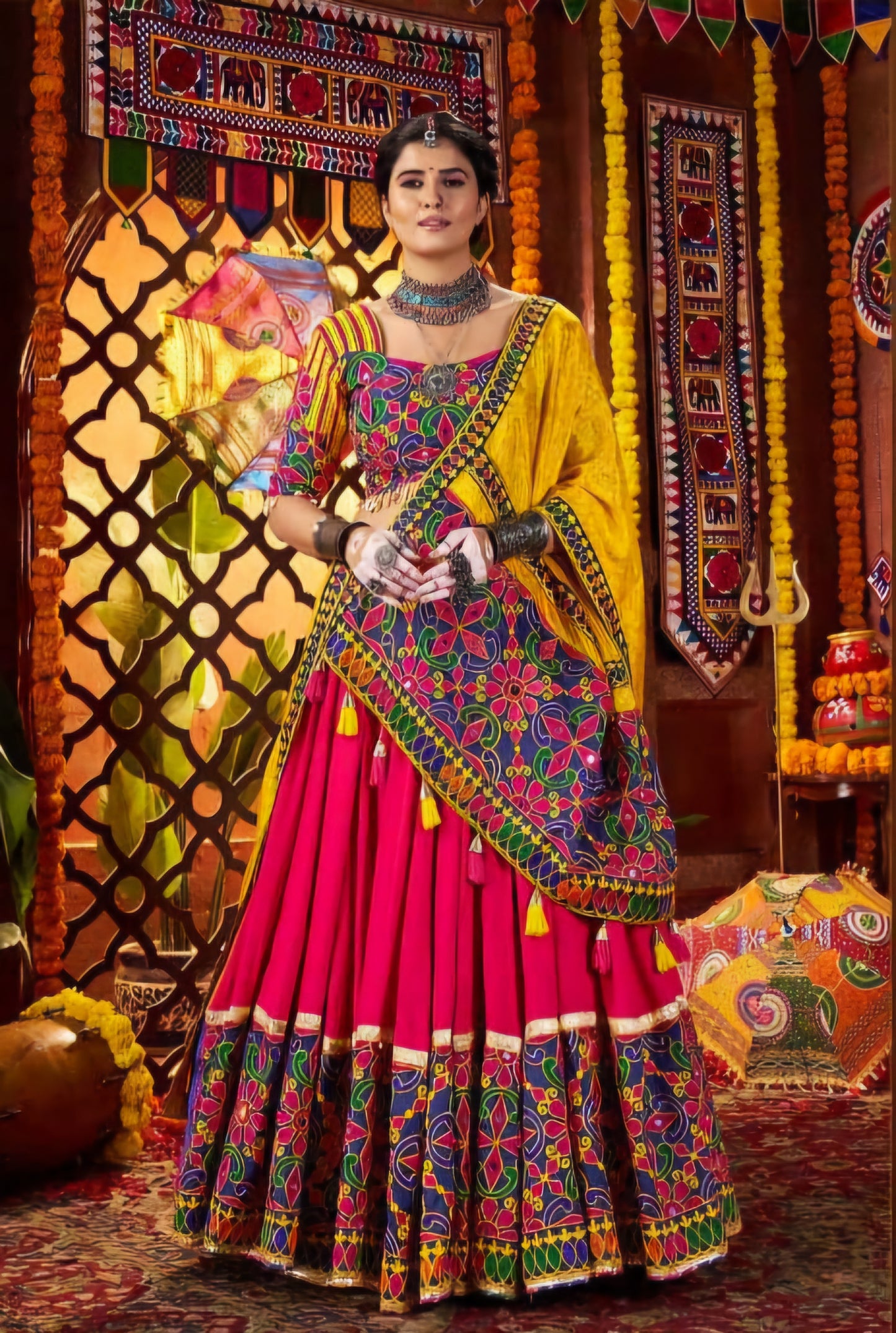 MULTI COLORED 3 PIECE LEHENGA SET