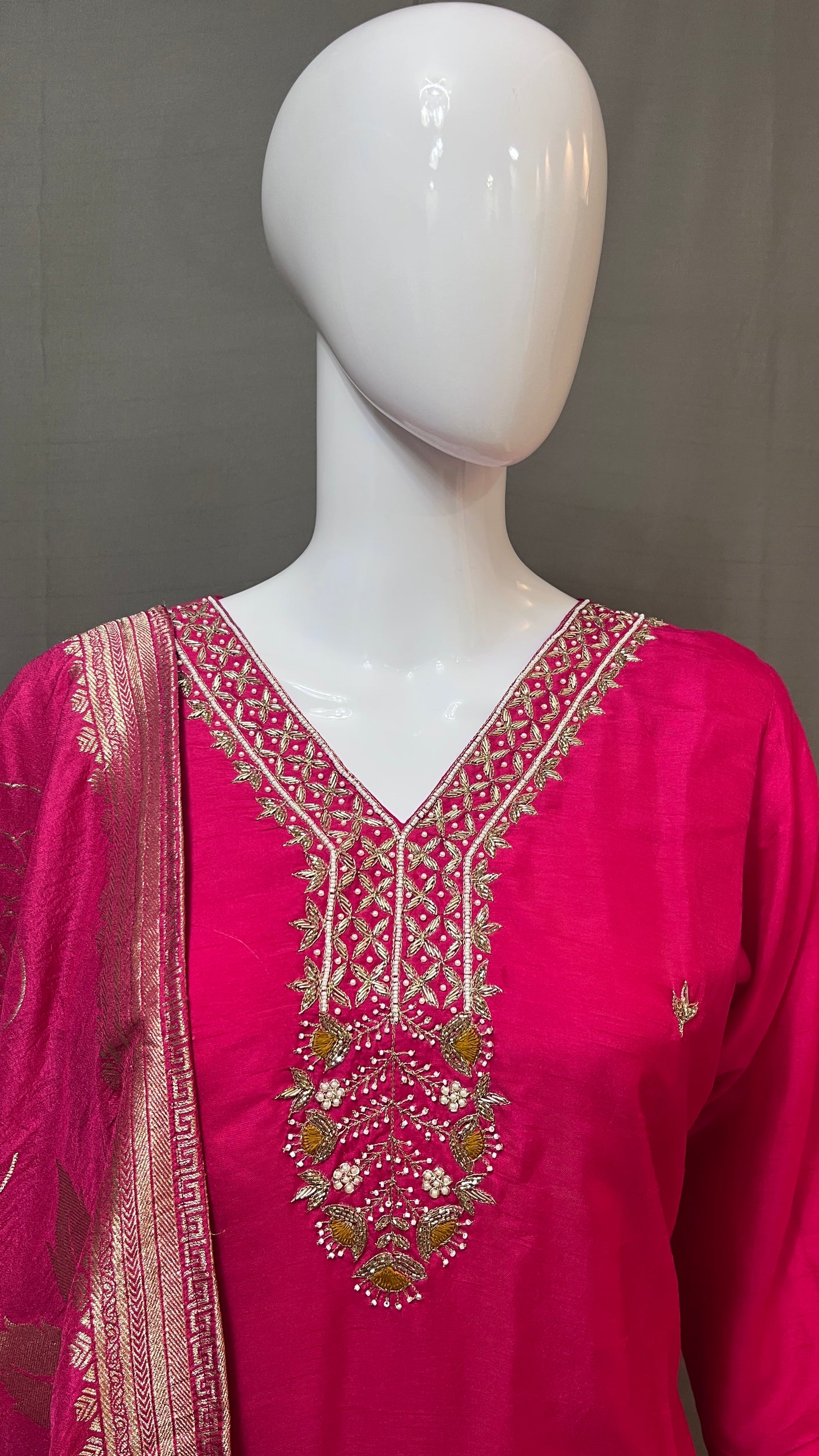 3 piece silk suit with banarsi dupatta