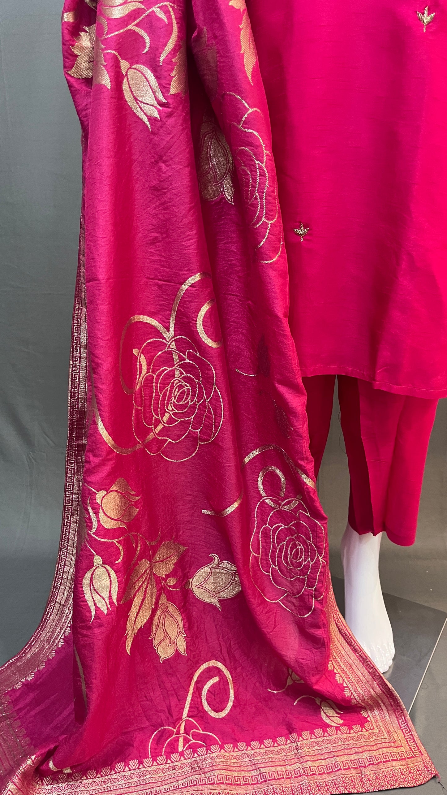 3 piece silk suit with banarsi dupatta