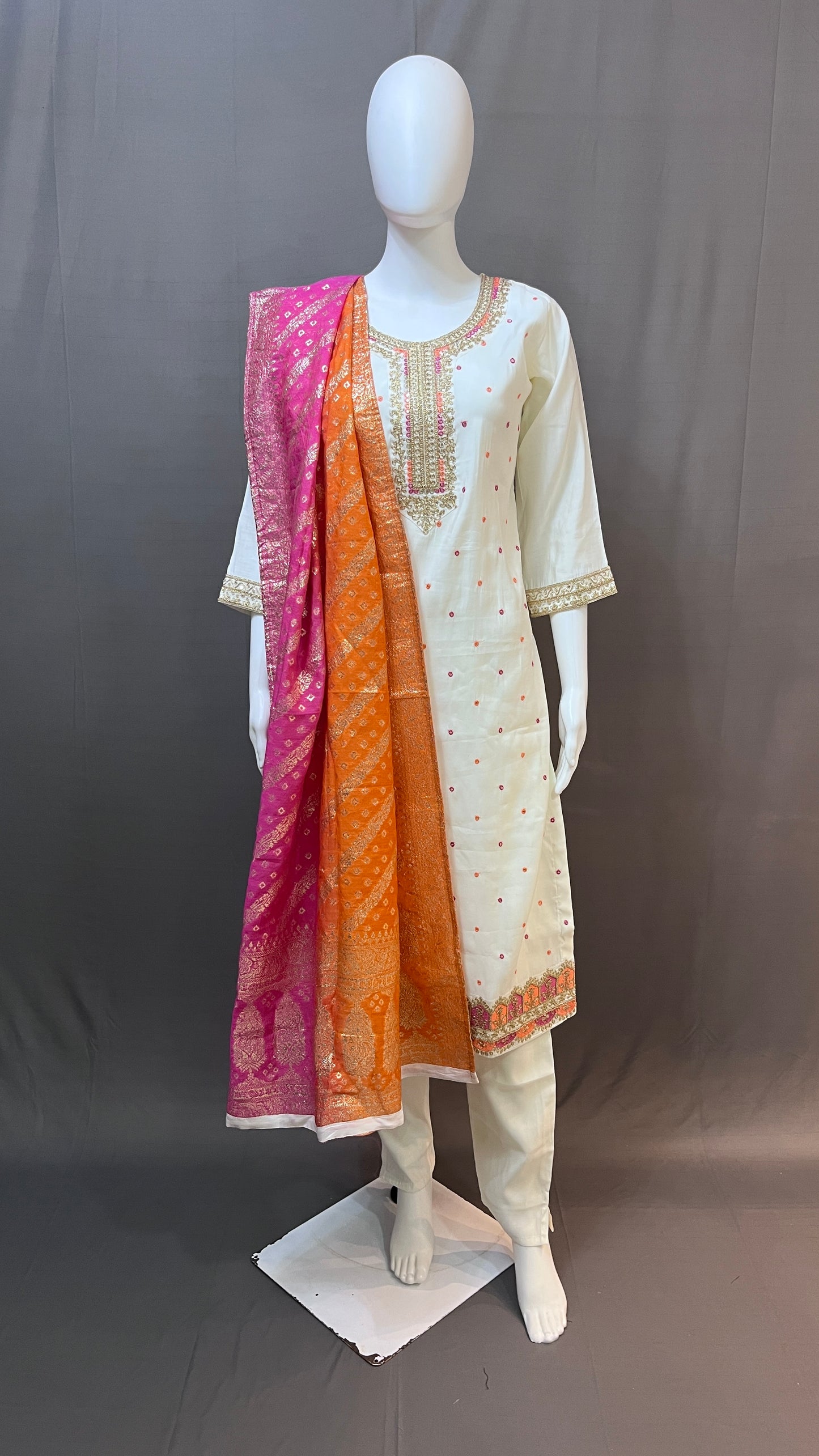 SILK SUIT WITH SHADED DUPATTA