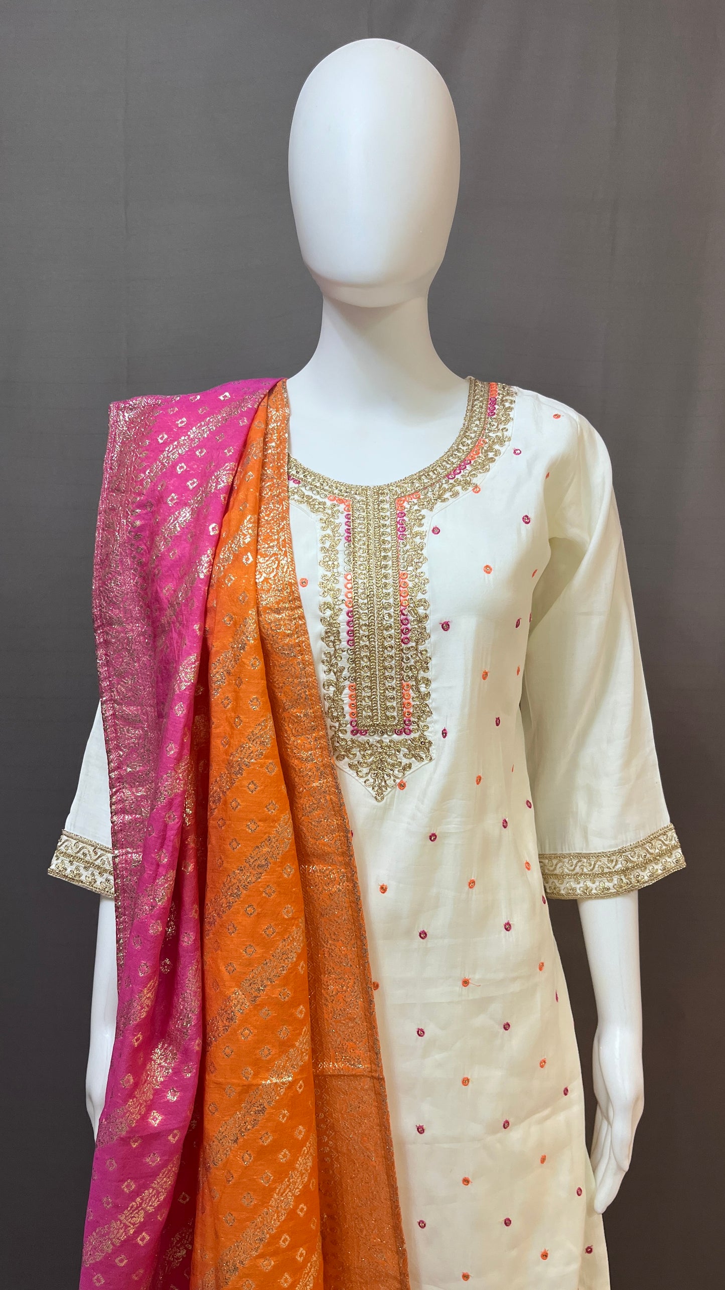 SILK SUIT WITH SHADED DUPATTA