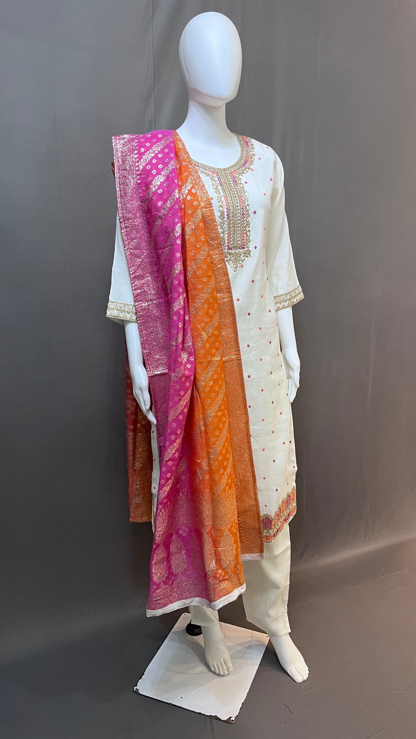 SILK SUIT WITH SHADED DUPATTA