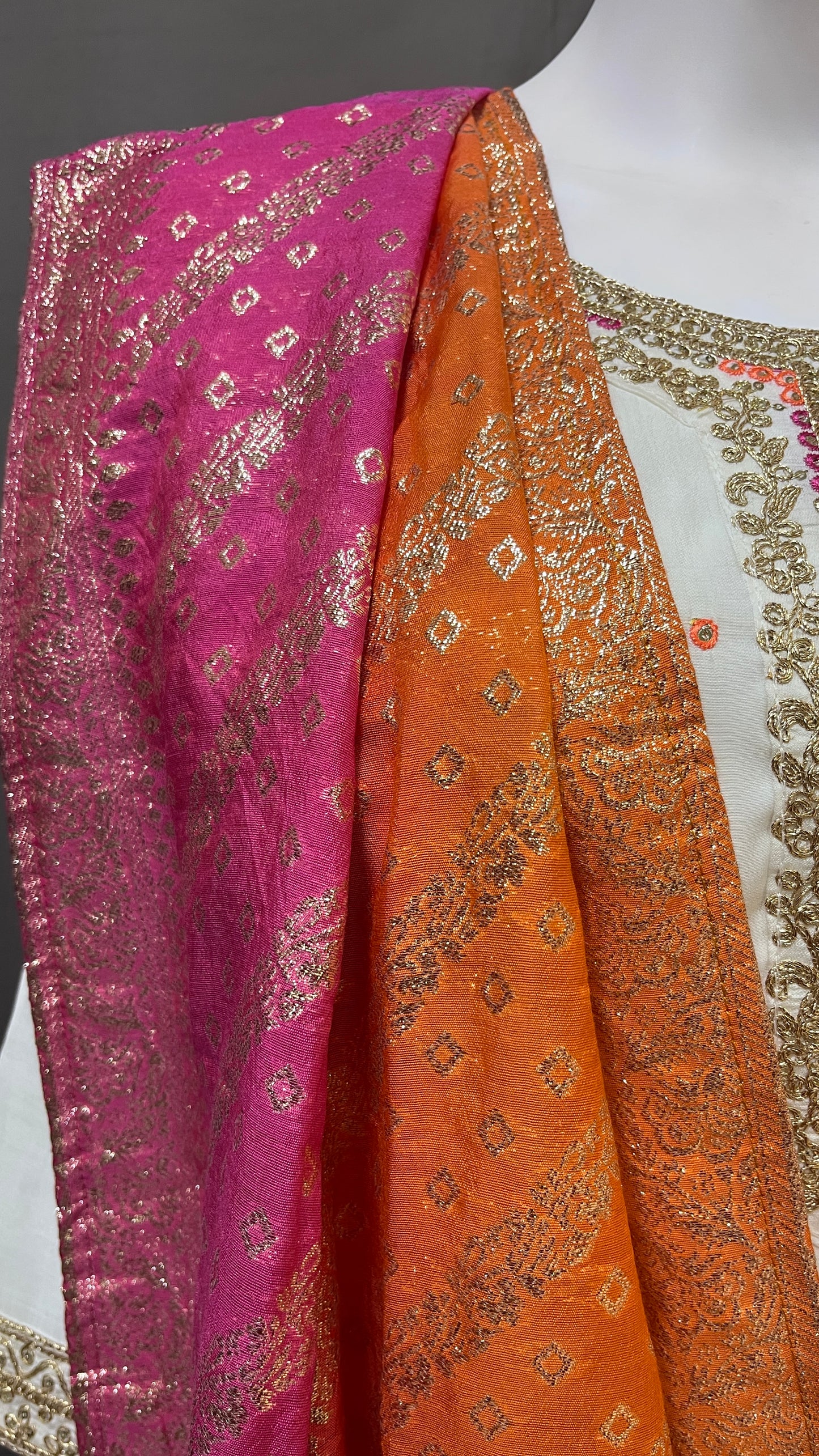 SILK SUIT WITH SHADED DUPATTA