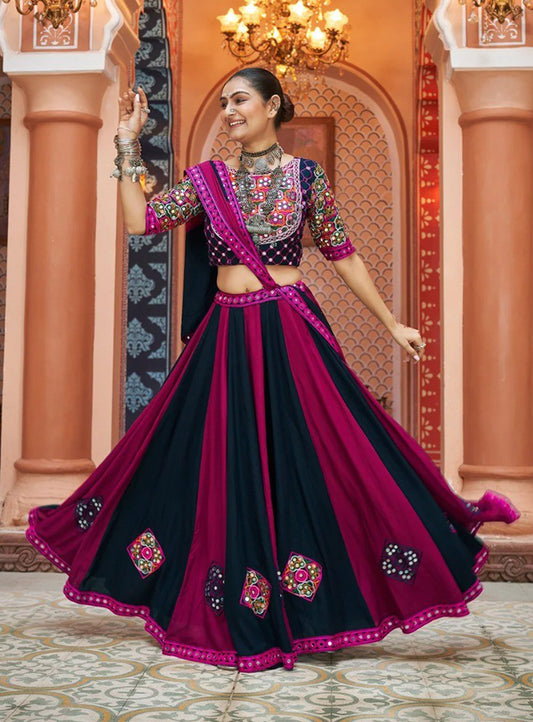 BLACK MAGENTA 3 PIECE LEHENGA CHOLI SET