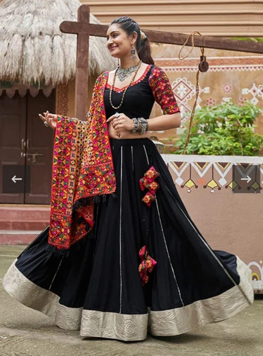 Black Red 3 piece lehenga