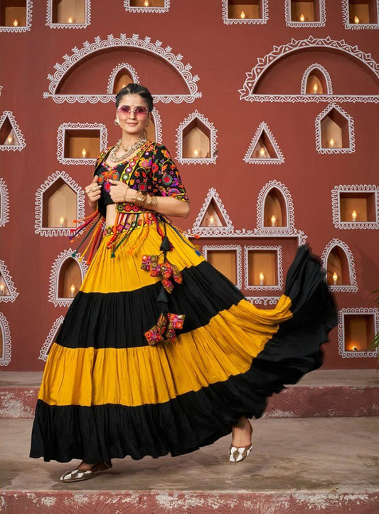 Black Yellow 3 piece lehenga with jacket