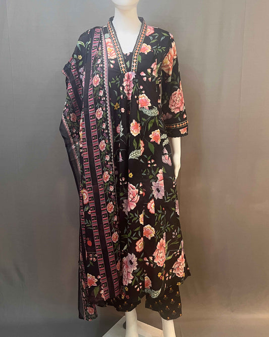 Floral 3 piece Anarkali suit