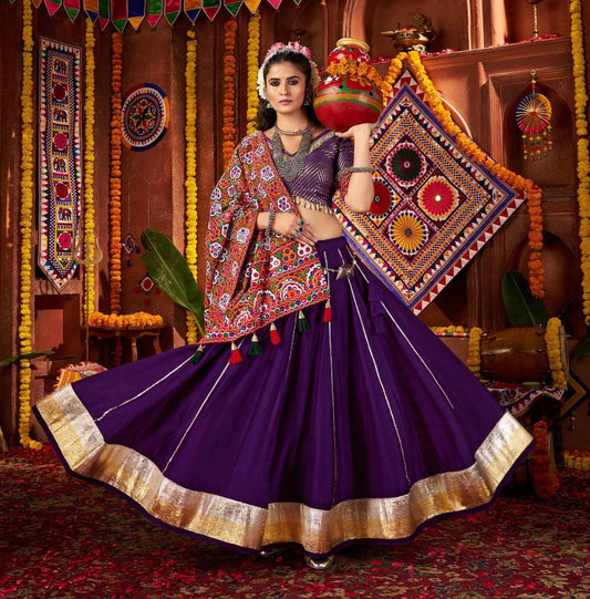 PURPLE 3 PIECE NAVRATRI LEHENGA CHOLI
