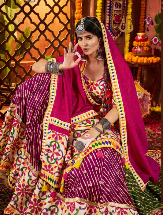 LEHERIYA 3 PIECE NAVRATRI LEHENGA CHOLI SET