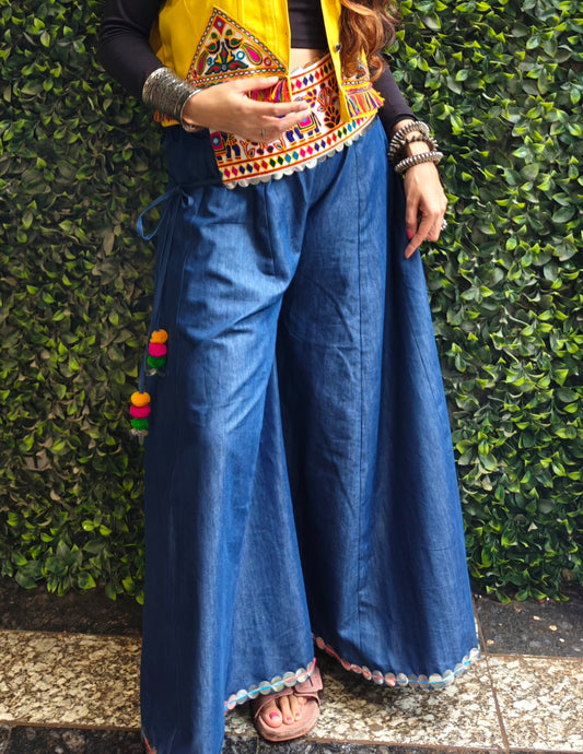 Denim palazzo with Belt