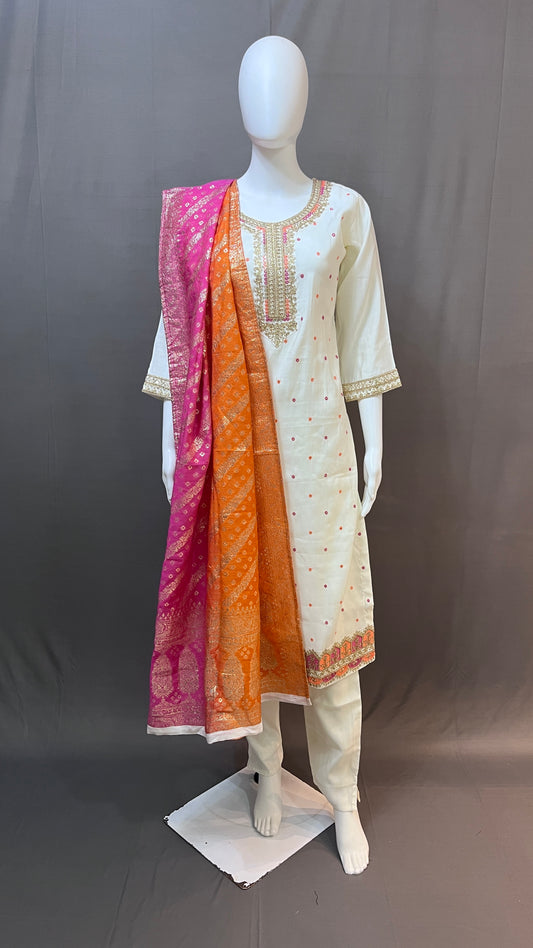 SILK SUIT WITH SHADED DUPATTA
