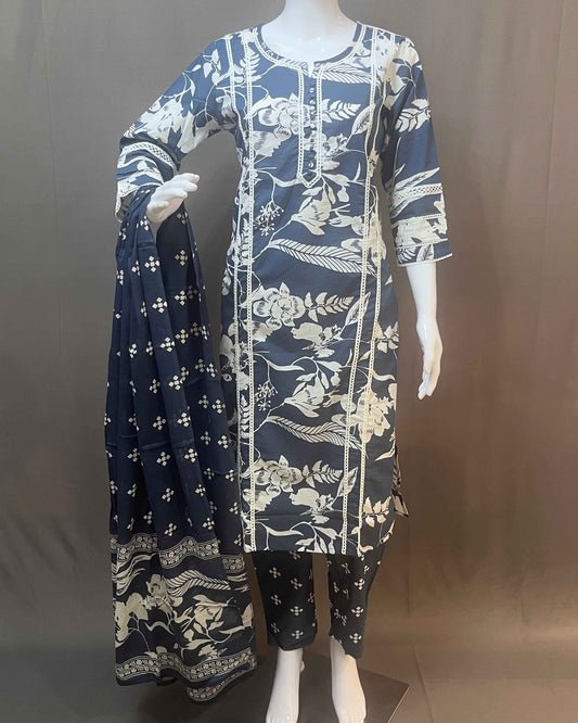 Panel design  floral print stitched suit
