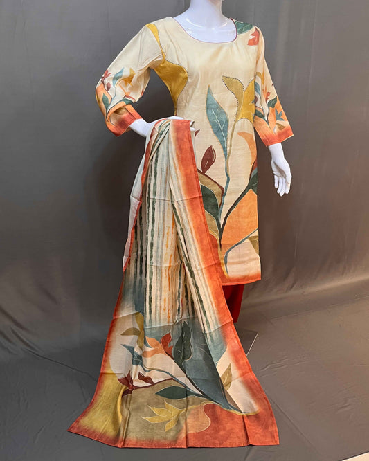 Muslin Digital Print 3 piece suit
