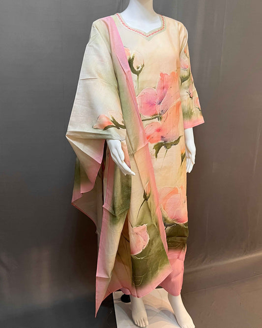 Muslin Digital Print 3 piece suit