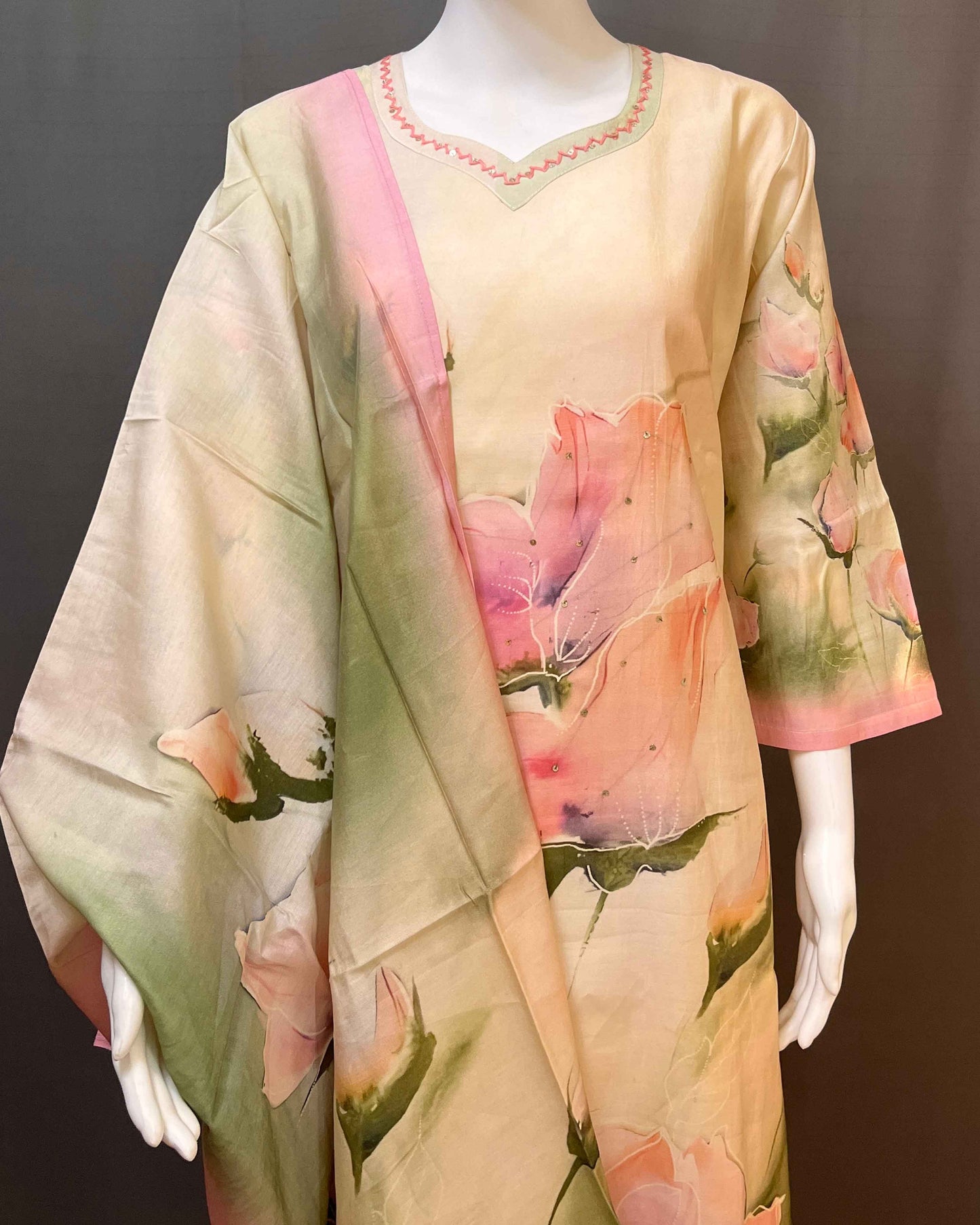 Muslin Digital Print 3 piece suit
