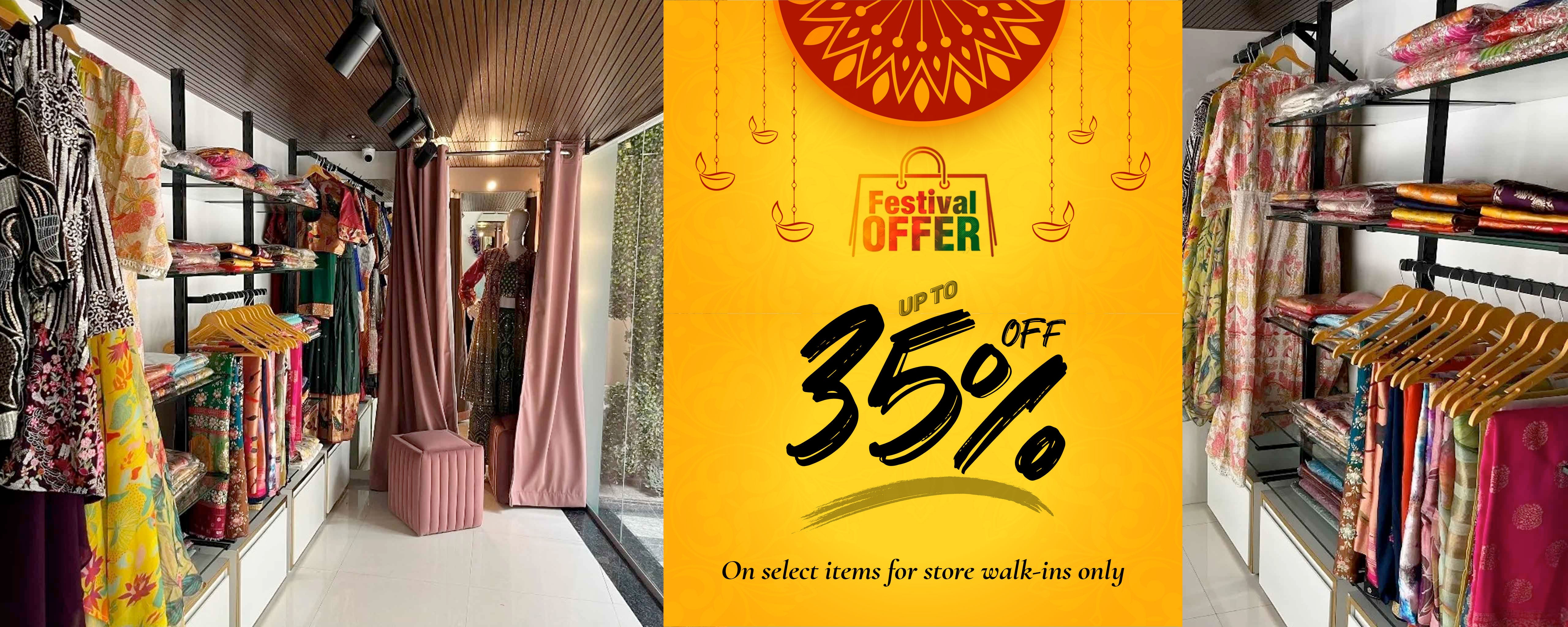 festival offer of upto 35% off on select items at the store